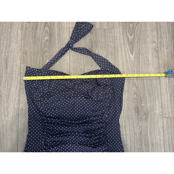 Miraclesuit Medium Polka Dot Halter One Piece Swimsuit Blue White Cruise Resort - Picture 4 of 5